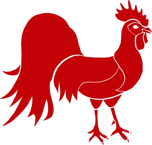 Rooster red silhouette. — Stock Vector