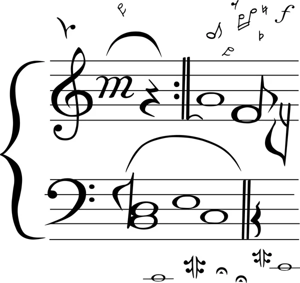 Firma "Melody book" en estilo pentagrama musical — Vector de stock