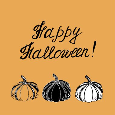 Mutlu Cadılar Bayramı kartı kabak ile. Vektör