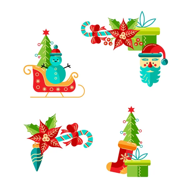 Merry Christmas Happy New Year Vector Illustration Set Design Element — Stock Vector