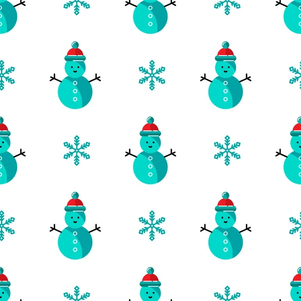 Patrón Costuras Con Muñeco Nieve Para Feliz Navidad Feliz Año — Vector de stock