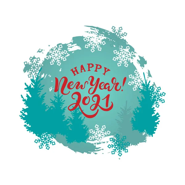Feliz Año Nuevo 2021 Letras Escritura Mano Lugar Para Texto — Vector de stock