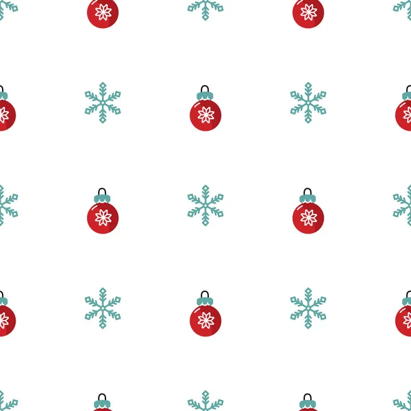 Patrón Sin Costuras Con Copos Nieve Decoraciones Navideñas Ilustración Vectorial — Vector de stock