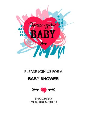 El çizimi, taslak tarzı kalp ve karalama, el yazısıyla yazılmış 