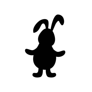 Tavşan, beyaz arka planda tavşan silueti. Vektör illüstrasyonu.