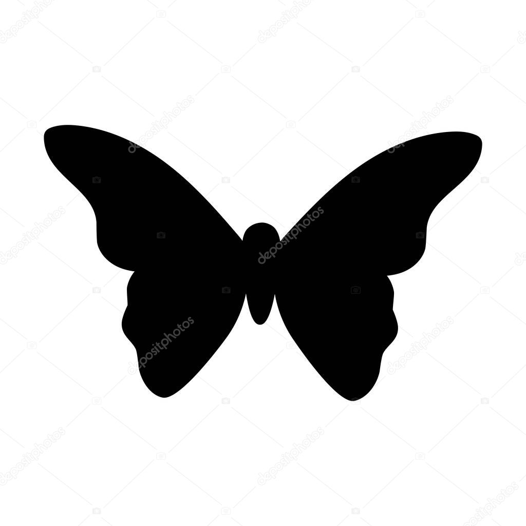 Butterfly silhouette on white background. Vector illustration.
