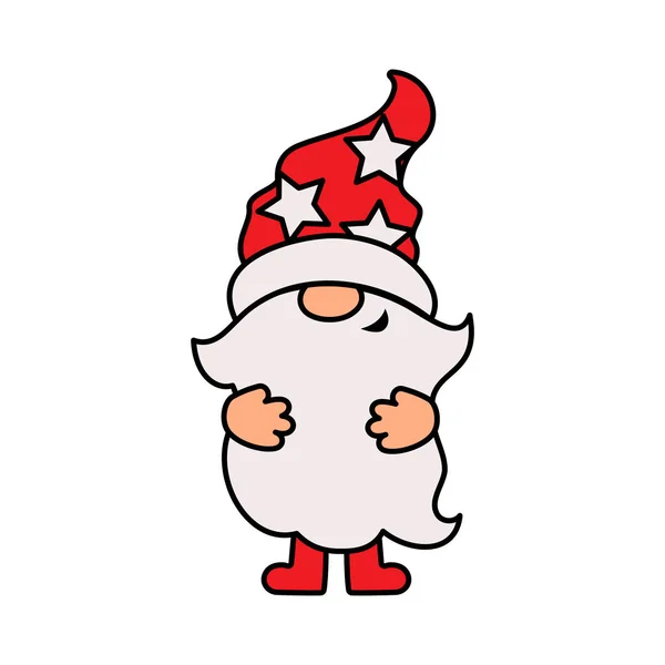 Gnomo Con Sombrero Santa Claus Está Sobre Fondo Blanco Ilustración — Vector de stock