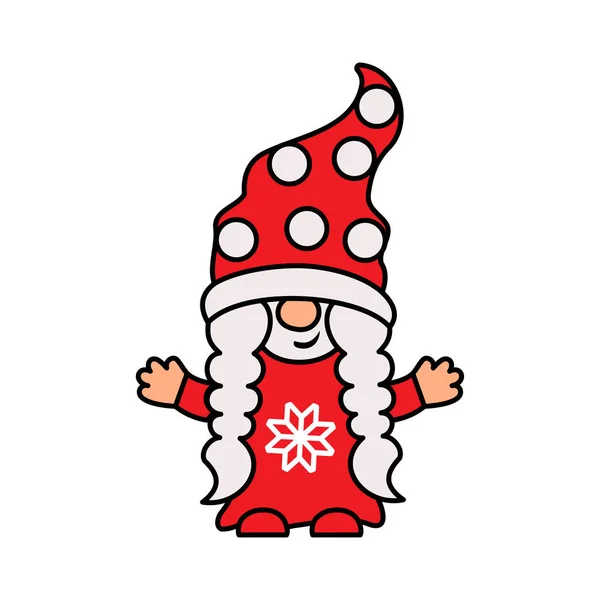 Vinter Flicka Gnome Vit Bakgrund Vektorillustration — Stock vektor