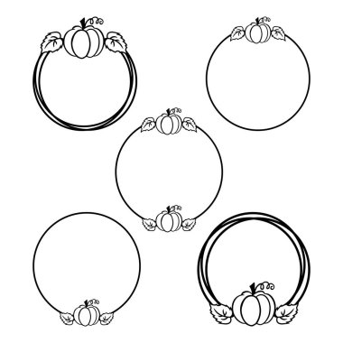 Beyaz arkaplanda kabak desenli çerçeveler. Vektör illüstrasyonu.