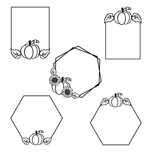 Ramki Dynią Ustawione Białym Tle Ilustracja Wektora — Wektor stockowy