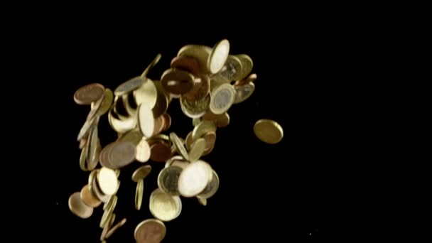 Flying euros in slow motion — Stock Video