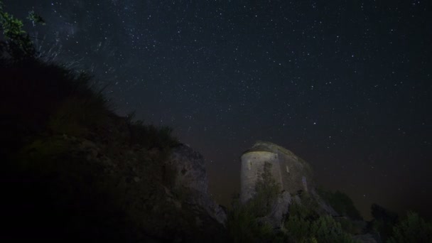 Stjärnor i timelapse med en hermitage — Stockvideo