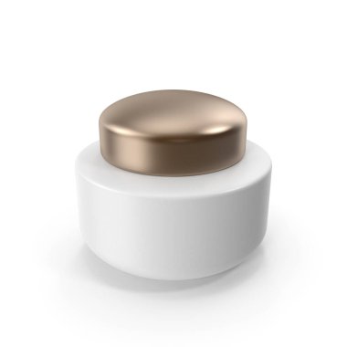 Elegant cream jar mockup featuring white body and metallic golden lid, perfect for premium skincare, moisturizer, and cosmetic product packaging.