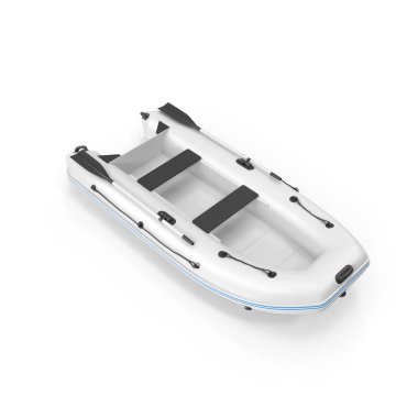 Acil durum ve afet operasyonlarında karaya oturmuş kurtulanları taşımak için tasarlanmış beyaz şişirilebilir lastik kurtarma botu..
