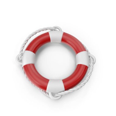 Lifebuoy kurtarma halkası parlak kırmızı ve beyaz tasarım.