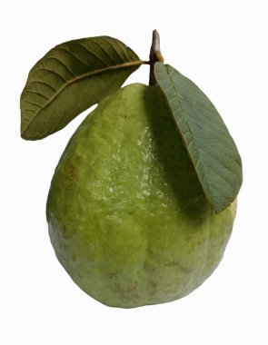 Beyaz arkaplanda taze yeşil armut meyvesi