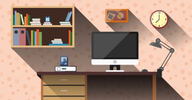 Uzun gölgeler ile ev concept tasarımcı çalışma alanı