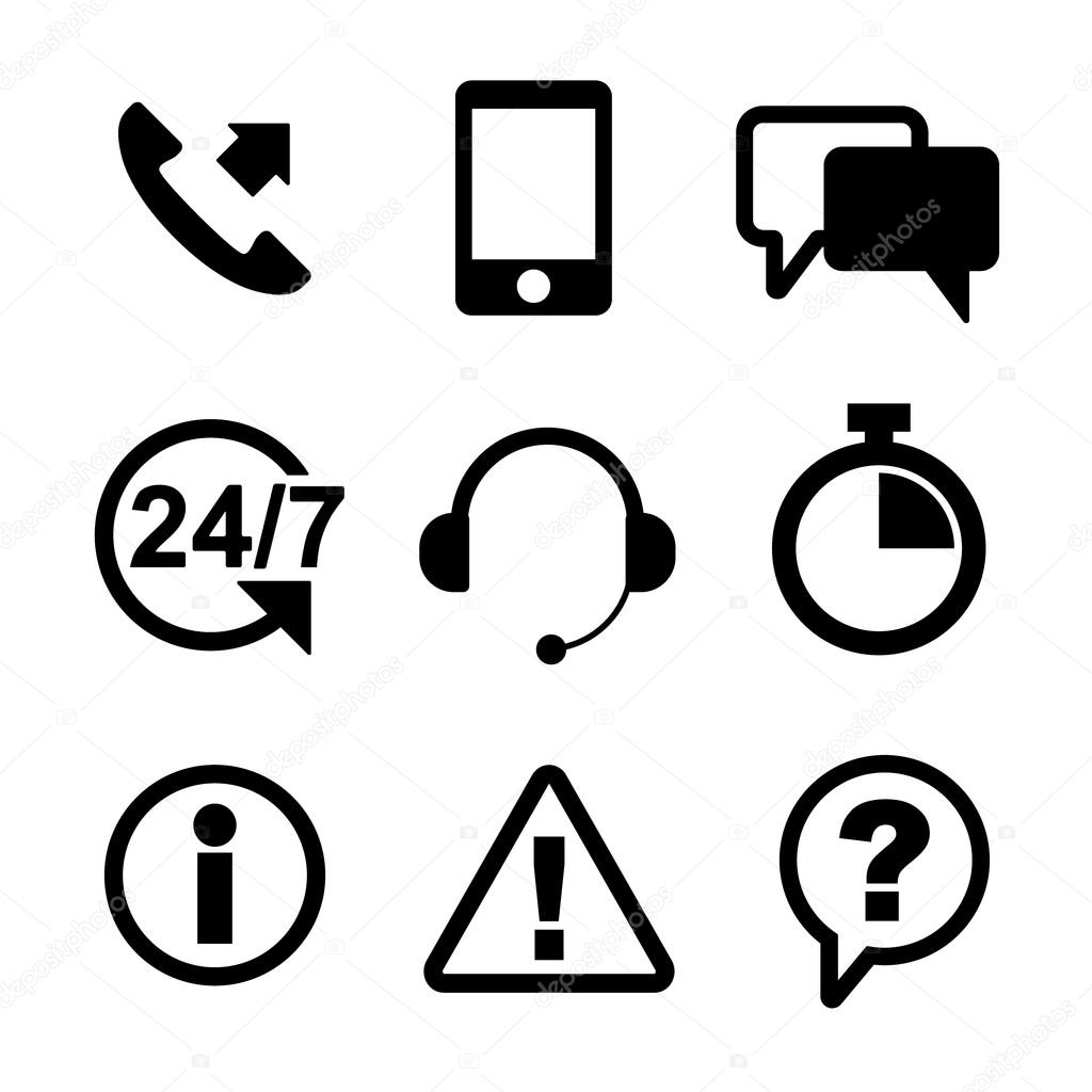 Customer service icon set black outline