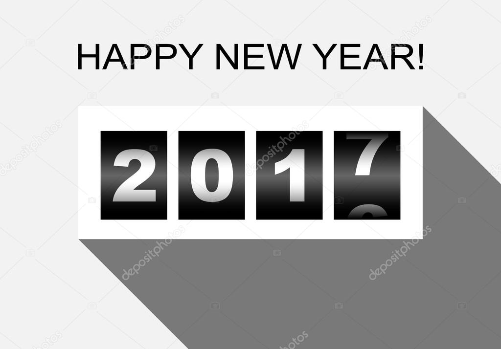 Happy New Year 2017 creative poster with counter