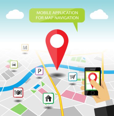 Navigasyon harita mobil uygulama afiş
