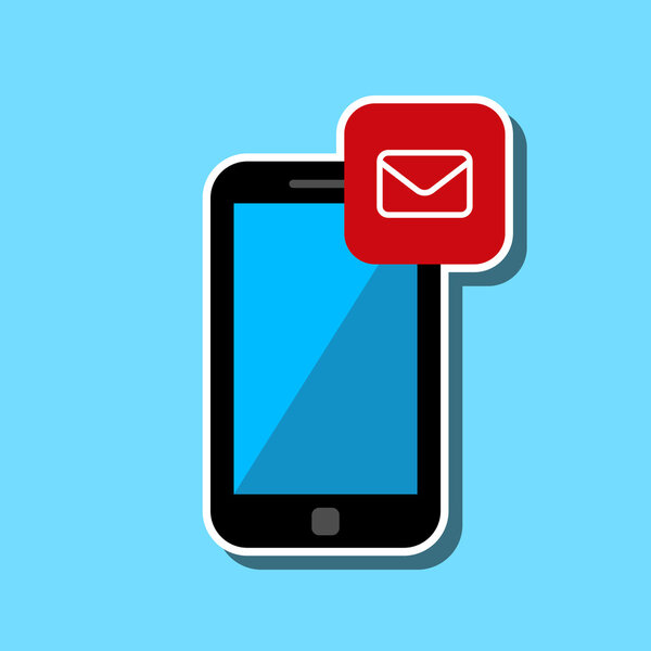 Mail service messaging on mobile phone icon