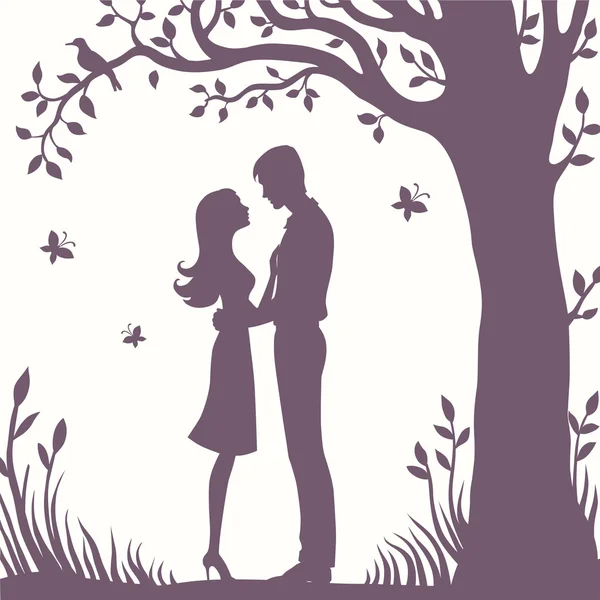 Illustration schwarze Silhouette von Liebenden umarmen auf weißem Hintergrund — Stockfoto