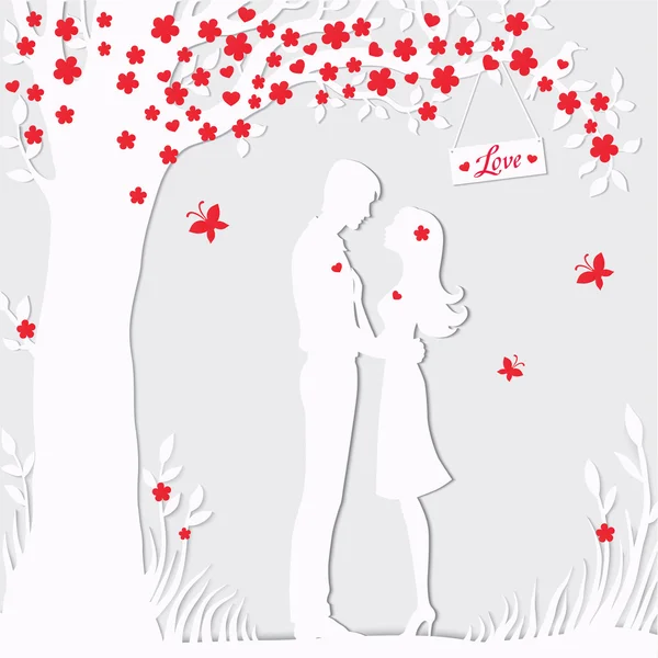 Ilustração silhueta preta de amantes abraçando em um fundo branco — Fotografia de Stock