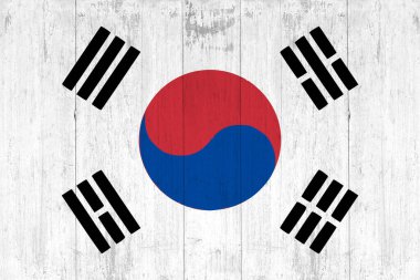 Güney Kore bayrağı ahşap arka plan doku