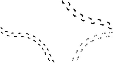 Şeffaf arka planda insan ayak izleri. İnsan izleri, iz, ayakkabı, iz sürme, taban, ayakkabı izi - stok vektörü ve PNG.