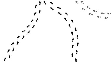 Şeffaf arka planda insan ayak izleri. İnsan izleri, iz, ayakkabı, iz sürme, taban, ayakkabı izi. Ayak izi simgesi ayarlandı. Yalın ayak izleri, ayakkabı izleri, çocuk ayak izleri..