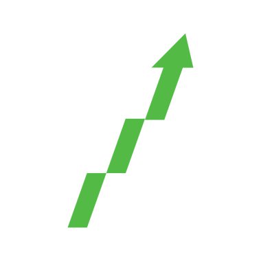 Yeşil oklarla işaretlenmiş grafikler. Ok yukarı hareket ederken çizelge simgesi simgesi.