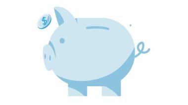 animasyon hareketi grafiksel domuz kumbarası ve madeni paralar konsepti 2D düz