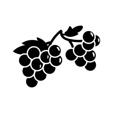 Katı meyve üzüm ikonu, minimalist üzüm sembolü, arayüz için taze gıda sembolleri, organik üretim koleksiyonu.
