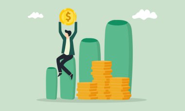 Para Kazanma Kârının Sembolize Edilmesi Olarak Para İllüstrasyonuyla Birlikte İşadamı