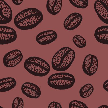 Seamless modeli el çekilmiş kahve çekirdekleri krokisi arka plan