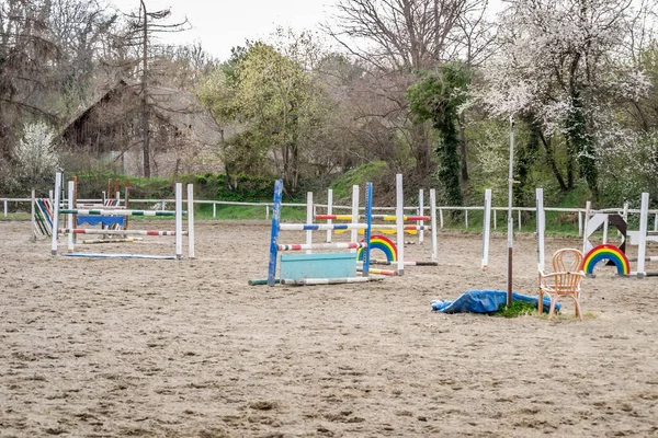 Barrières Polygonales Compétition Dans Sport Équestre — Photo