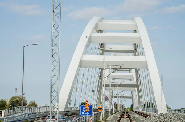 Újvidék Szerbia Július 2019 Zezelj Híd Dunán Újvidéken Szerbia Zezelj — Stock Fotó