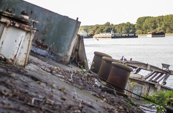 Novi Sad Serbie Septembre 2019 Épave Pétrolier Sur Danube Novi — Photo