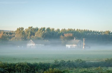 Novi Sad, Sırbistan - 22 Ekim 2015: Köyün çıkışında gün doğumu 
