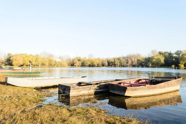 나무로 배들이 다뉴브강 — 스톡 사진