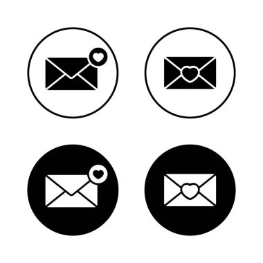 Love message icon in black circle. Envelope with heart symbol. Romantic email sign
