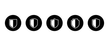 Kalkan simgesi ayarlandı. Güvenlik ve savunma sembolü siyah çemberde