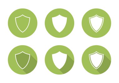 Uzun gölgeli boş bir kalkan simgesi. Güvenlik ve güvenlik koruma sembolü