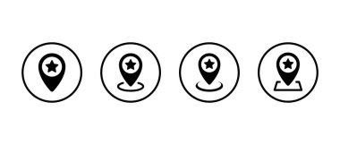 Yıldız simgesine sahip harita iğnesi dairesel hatlara ayarlı. Favori yer ve harita işaretleyici simgesi