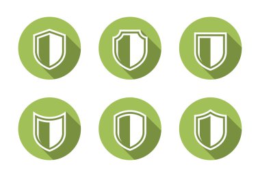 Savunma, kalkan dış hat ikonu uzun gölgeli. Güvenlik koruma sembolü