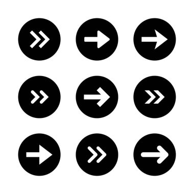 Sağ ok simgesi siyah daireye ayarlandı. İleri hareket, yön bulma sembolü