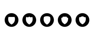 Katı kalkan simgesi siyah daire şeklinde toplanıyor. Güvenlik, savunma ve koruma rozeti sembolü