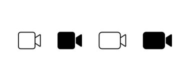 Multimedya, kayıt, yayın, yüz zamanı ve içerik oluşturma tasarımı için video kamera simgesi seti