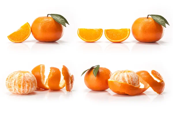 Composite with Oranges fruit and orange wedge — Stock Photo, Image