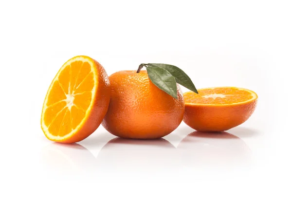 Oranges fruit and wedge on white background — Stock Photo, Image